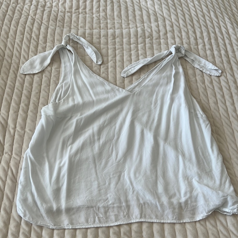 H&M white Tie- Strap Tank Top (041)